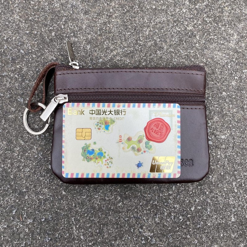 Moplusea Genuine Leather Small Coin Purse Wallet With Keychain Mini Change Purse Coin Pouch Holder For Men (GLCB011 Coffee) - Image 4